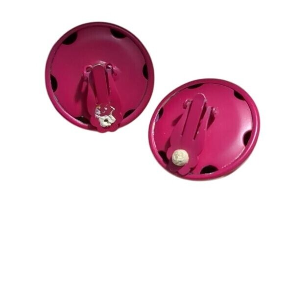 Retro Cranberry Half Dome Clip-On Earrings - Picture 3 of 6
